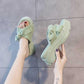 Size35-39 Summer Women Slippers Bohemian Beach Wear-resistant Slippers Wedge Platform Cross Bow Sandals Outdoor High Heels