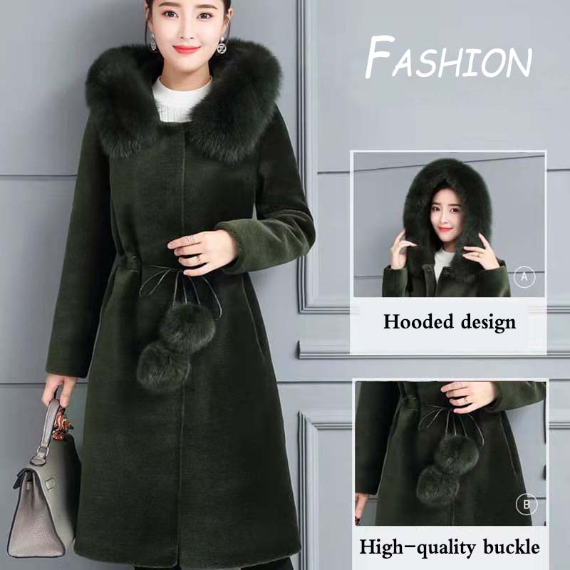 Faux Mink Fur Coat Women's Mid-length Autumn and Winter Faux Fur Coat Large Size Thicken