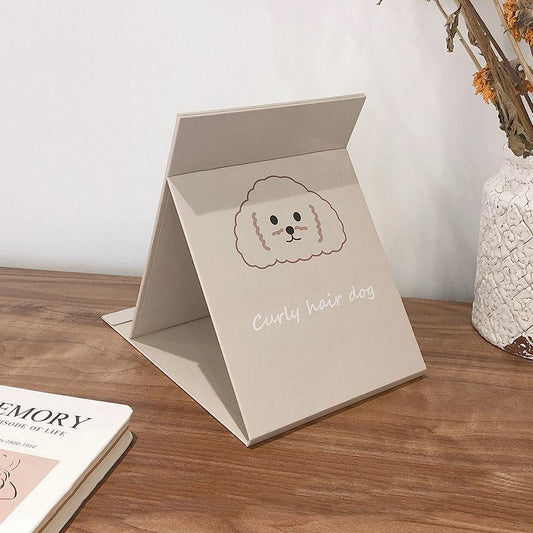 Cute Cartoon Animal Makeup Mirror Girl Woman Folding Mirror Desktop Creative Portable HD Thin Travel Out Household Essentials Princess Makeup Mirror