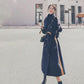 Winter Plus Cotton Thick Warmth Contrast Stitching Woolen Coat Women's Mid-length Thin Loose Over-the-knee Woolen Coat