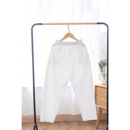 Pure Cotton Women's Trousers Summer Thin Section Loose Leisure Plus Size Cropped Pants
