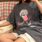 Women Loose Short Sleeve Casual Cool T-shirt Summer Vintage Letter Pattern Print Streetwear T-shirt