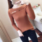 Autumn Winter Women's Boat Neck  Sweater Korean Style All-mach Striped Sweater Slim Long-sleeve Bottoming Top