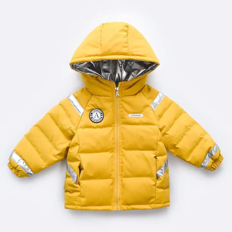 Children's Down Jacket Boys and Girls Short Color Matching Middle and Small Children's Baby Plus Velvet Thick Winter Cotton Clothing Bread Jacket