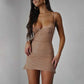 Glitter Bright Diamond Stitching Suspender Dress Women's European and American Fashion Bright Silk Slim Short Skirt