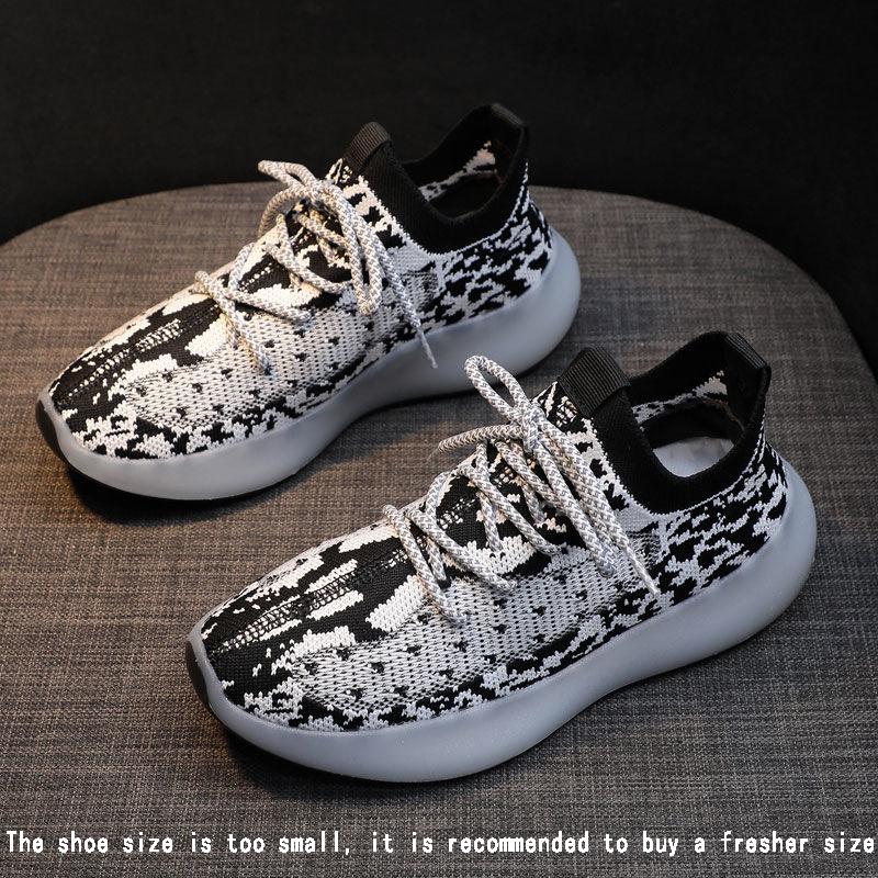 Knitted Sports Shoes Female Spring Coconut Shoes Rainbow Jelly Bottom Flying Woven Woman Sneakers