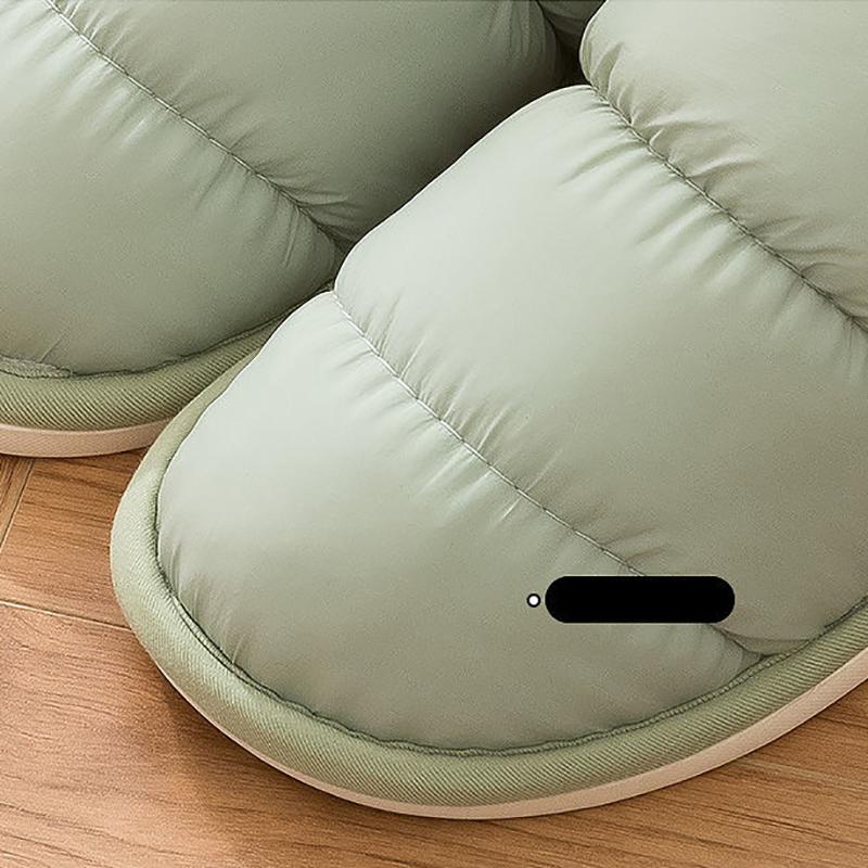 Cotton Slippers Women Thick Fleece Plus Size Couple Winter Shoes Black Plat Non Slip Men Slides