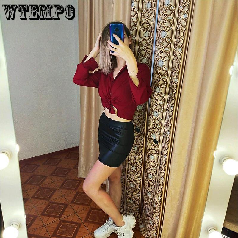 Women Sexy Black PU Leather Pencil Bodycon High Waist Mini Short Skirt