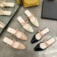 Office Ladies Summer Autumn Large Size Non-slip Baotou Slippers Women's Spring Solid Color Low Heel Rhinestones Single Shoes