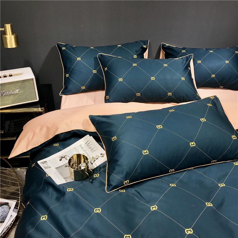 4pcs 60S egyptian bedding sets bear plaid bed set queen king size duvet cover bed sheet set