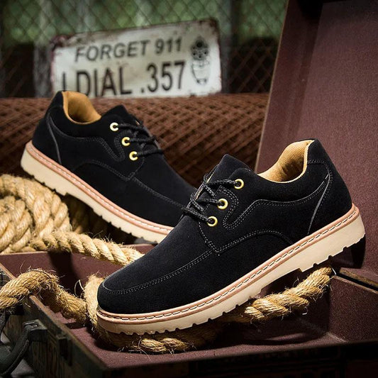 Spring and Autumn Men's Low Top British Shoes Logging Shoes Casual Sneakers Outdoor Workwear Shoes All-match Leather Shoes Men's Shoes