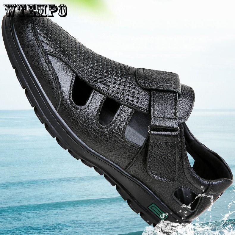 Genuine Leather Men Casual Shoes Summer Soft Driving Men's  Loafers Shoes Sandals for Men
