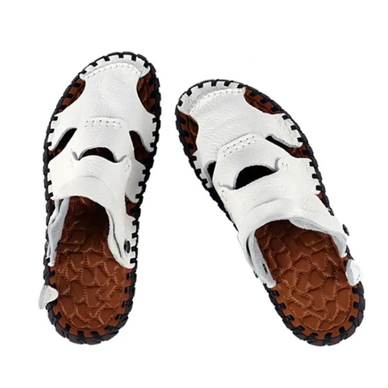 First Layer Cowhide Men's Sandals Men's Driving Shoes Korean Casual Beach Shoes