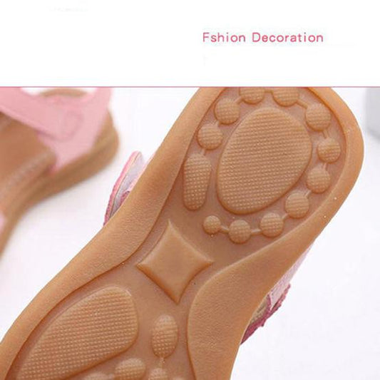 Girls' Sandals In Summer Sweet Princess Shoes Soft Sole Flat Big Girls' Antiskid Beach Cool Shoes