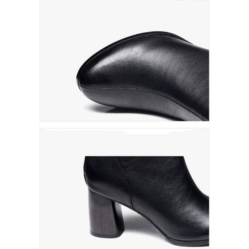 Women Boots Autumn Winter High Heel Warm Pointed  Elasticity Ankle Chelsea Fashion Casual Shoes
