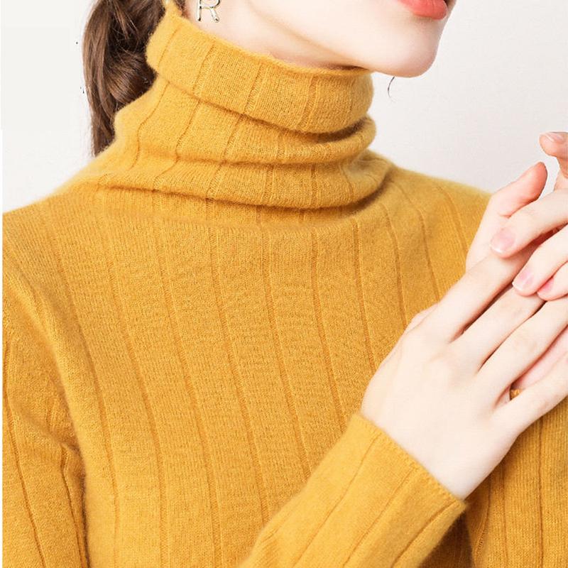 Casual Winter turtleneck Sweater Pullover Women Long Sleeve chic female loose Knit Sweaters thick