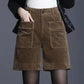 Corduroy Wide-leg Straight-leg Shorts Autumn and Winter Korean Style Loose High-waist Five-point Overalls for Women's Outer Wear