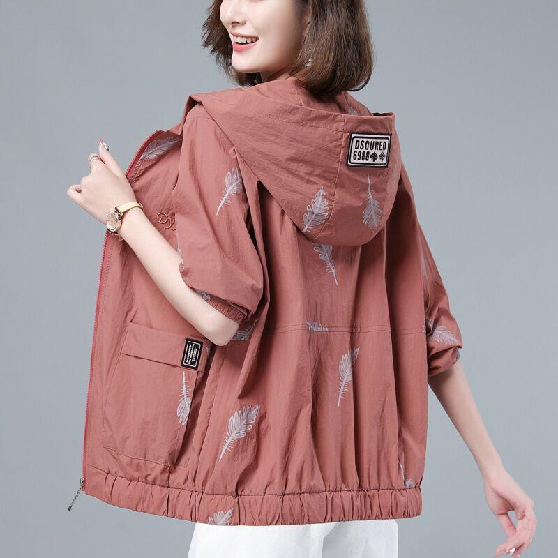 Spring Autumn Large Size 3XL Hooded Windbreaker Coats Women's Trench Coat 2021 New Thin Female Coat Casual Outerwear