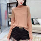 Stitching Long-sleeved Bottoming Shirt Women Half High Neck T-shirt Top Casual Fashion Coat