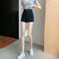Black High Waist Denim Shorts Women's Summer Bag Hip Tight High Waist Straight Shorts