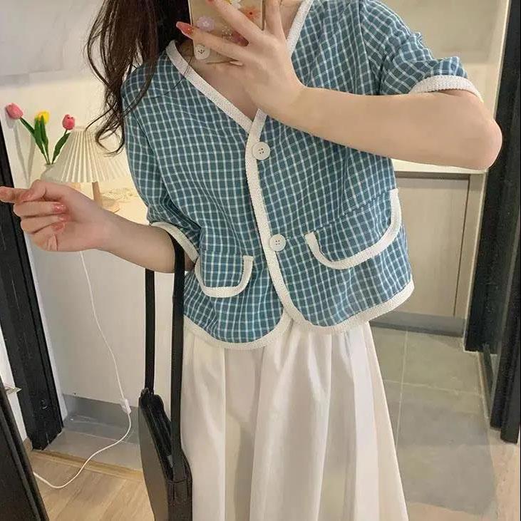 Women Elegant Casual Skirt Suit Summer V-Neck Long Skirt Vintage Two-piece Set Female Slim Holiday Skirt Set