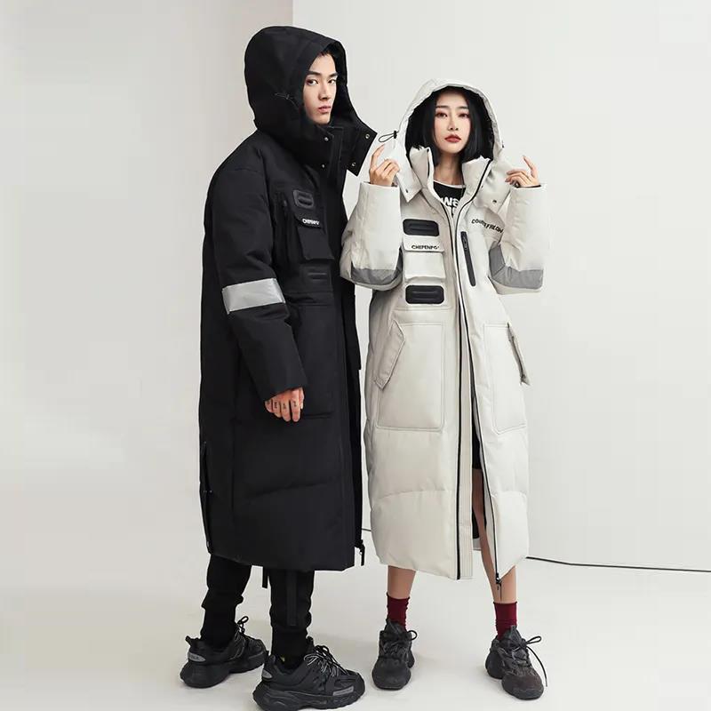 2021 Over-the-knee Long Down Jacket Women's Winter Mid-length Tooling Thickened Korean Couple Wear Winter Jacket