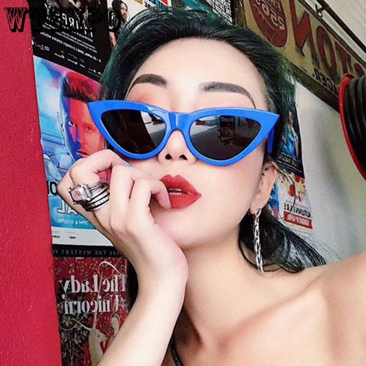 Brand Cat Eye Sunglasses Women 2019 New Fashion Triangle Small Size Frame Vintage Sun glasses Mirror