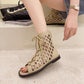 Bohemian Style Sandals Summer Cross Straps Hollowed Out Retro Vacation Roman Flat Sandals Women