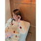 Women's Autumn Winter Coral Fleece Pajamas Set Cute Strawberry Printing Plus Velvet Thickening Loose Casual Homewear Suit Long Sleeves Soft Loungewear