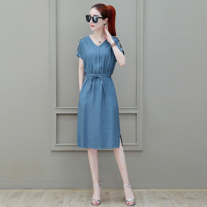 Chiffon Dress Short-sleeved Spring Summer Korean Fashion Fashion In The Long Style Loose Temperament Thin Skirt Women