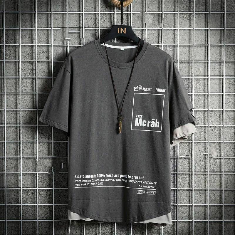 Short-sleeved Men's Summer Loose Original Five-point Sleeve Ins Short-sleeved T-shirt Male Handsome Five-point Sleeve Tide