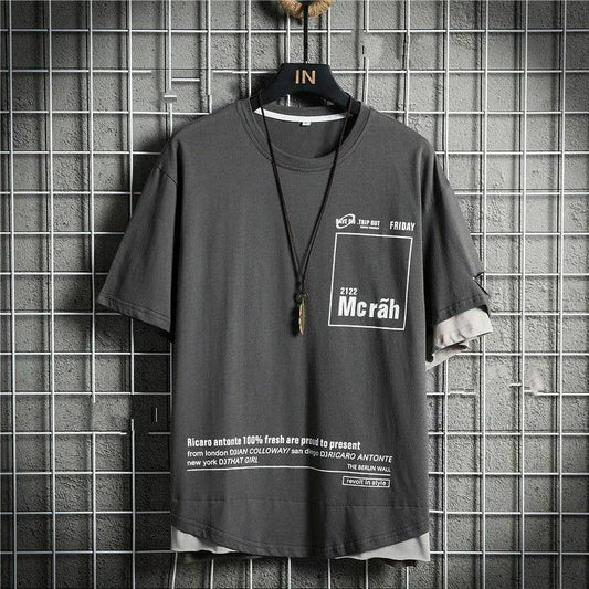Short-sleeved Men's Summer Loose Original Five-point Sleeve Ins Short-sleeved T-shirt Male Handsome Five-point Sleeve Tide