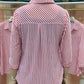 Striped Shirt Women's All-match Middle-aged Mother's Shirt To Cover The Belly and Show Thin Three-quarter Sleeve Top Large Size