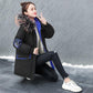 Winter Mid-length Loose Cotton Jacket Korean Version Plus Velvet Thick Coat Embroidery Hit Color Ladies Parkas