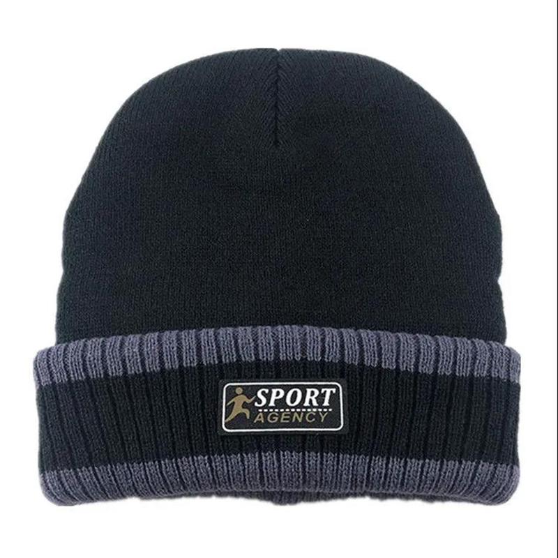 Men's Winter Ski Hat Outdoor Riding Cold Hat Plus Velvet Thick Warm Knitted Hat