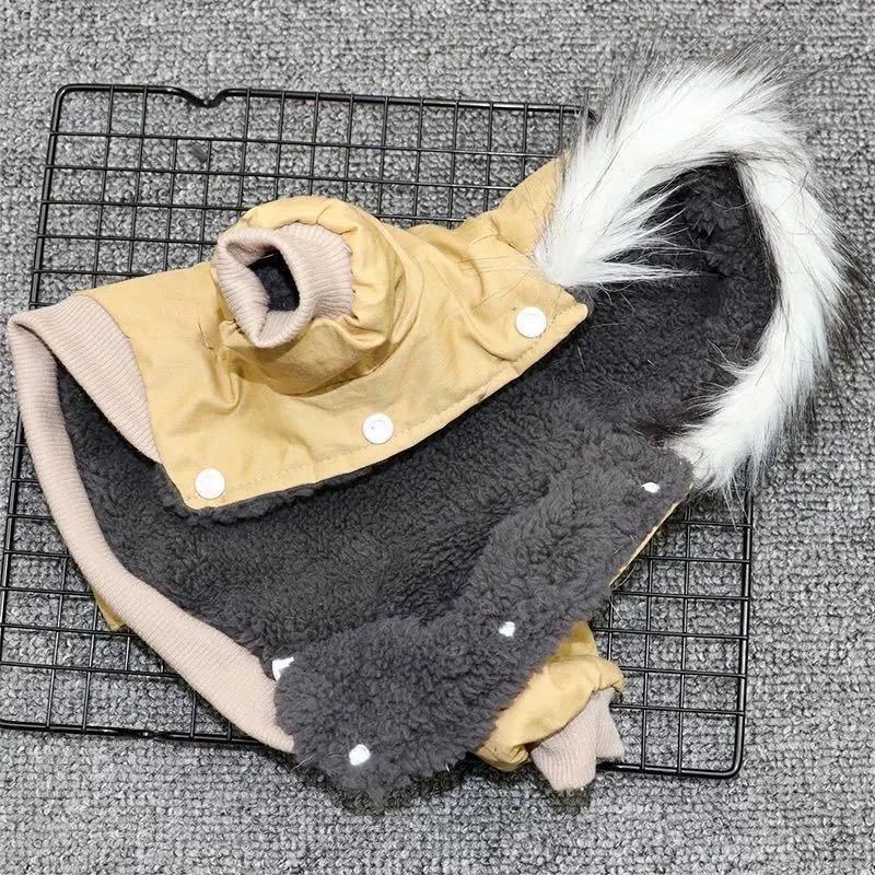 Winter Pet Dog Clothes Cute Warm Dog Puppy Coat with Hood Medium and Small Dog Jackets Chihuahua Bulldog Fur Collar Fleece