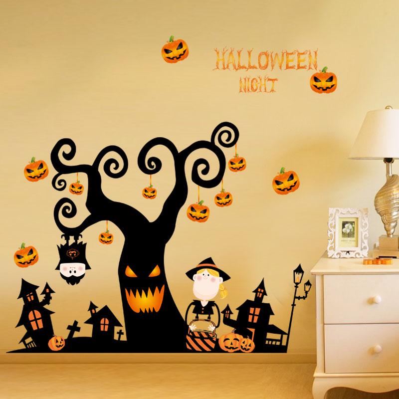 [Wall sticker ]Halloween Party Night Wall Stickers For Kids Rooms Diy Living Room Toilet Sticker Wal