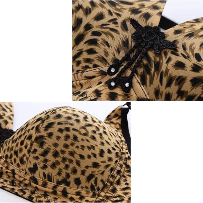 Sexy Leopard Underwear Women Plus Size Push Up bra Thin Wireless Seamless Bras Large Breast Gathered Bras 46/105 B C Bralette