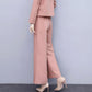 2PCS Women's Loose Wide Leg Pants Suit Spring/Autumn Fashion Casual Western Style Short Two-piece Set Elegant Trend Solid Sets Ladies Solid Color Suit
