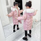Girls' Down Jackets Korean Version of Children's Thick Cotton-padded Plus velvet thickening Long Winter Jackets Older Children's Corduroy Jacket