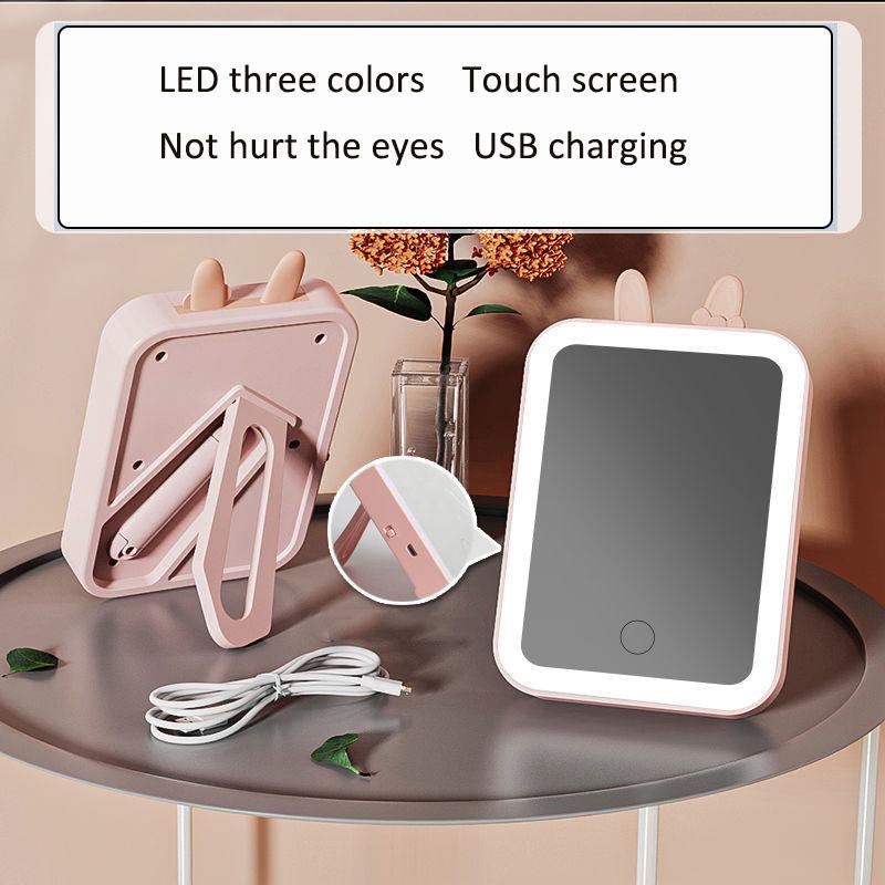 3-layer Lighting LED Makeup Mirror USB Touch Screen Foldable Portable Long-lasting Battery Life
