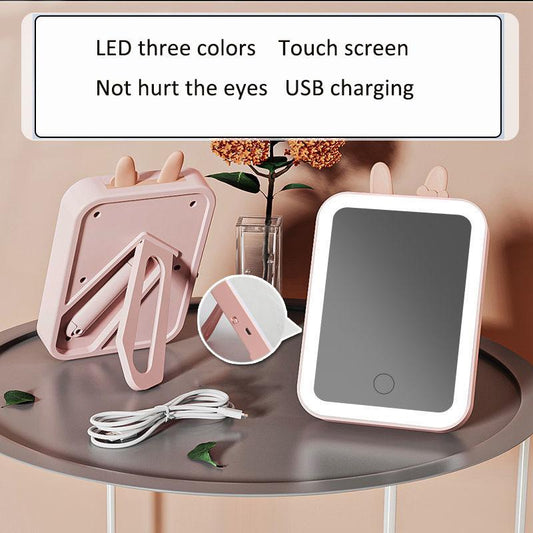 3-layer Lighting LED Makeup Mirror USB Touch Screen Foldable Portable Long-lasting Battery Life