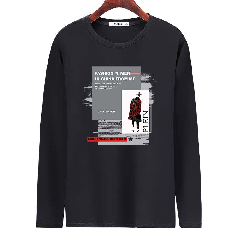 New Casual Loose T-shirt Spring New Men's Cotton T-shirt Long-sleeved Clothes Trend All-match