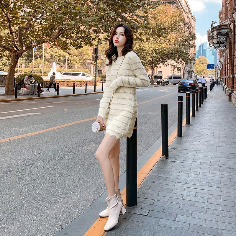 Knit Inner Wear Casual Dress Autumn and Winter Long-sleeved Round Neck Sweater