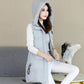 Mid-length Slim Down Cotton Vest Autumn and Winter Fashion All-match Jacket Casual Hooded Women's Vest