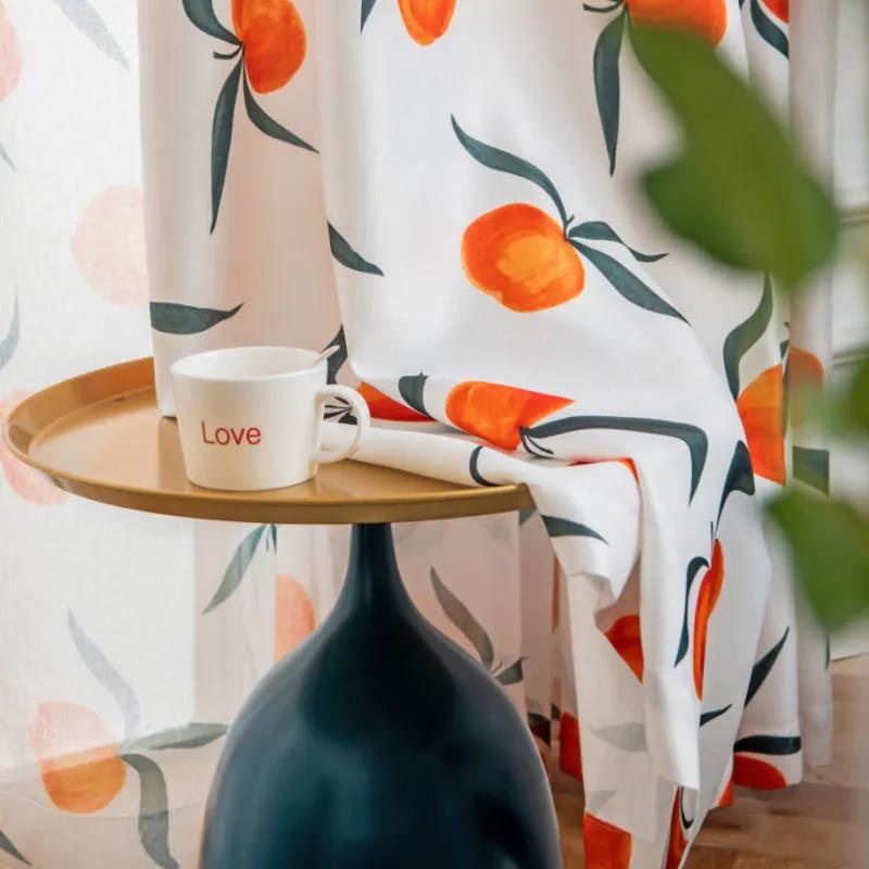 Rural Small Fresh Orange Curtain Fabric Shading Thick Windproof Dormitory Bay Window French Window Bedroom Home Curtain Screen