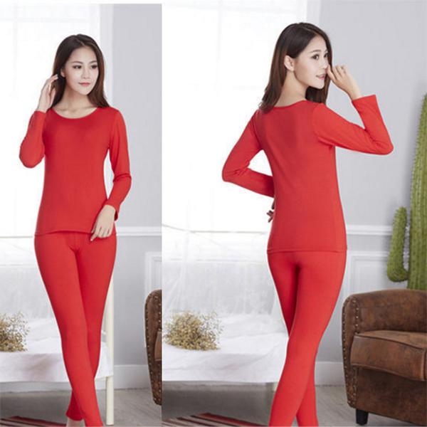 Warm Women's Underwear Plus Velvet Bottoming Shirt Women's Suit Thin Body Slimming Plus Size Pajamas Buy One Set and Get One Set Free