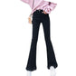WTEMPO Trumpet Jeans  Women's Boot Cut Pant Loose and Slim Wide Leg Tassel Denim Pocket Trousers