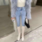 Double Button Women's High Waist Jeans Pencil Pants Korean Style Elastic Thin and High Pencil Pants Ladies Leggings