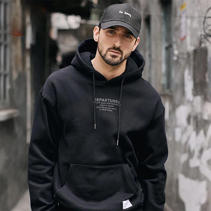 Fleece Sweater Men's Hooded Autumn Thicken Contrasting Tops Hoodie Casual Autumn Sweatshirts